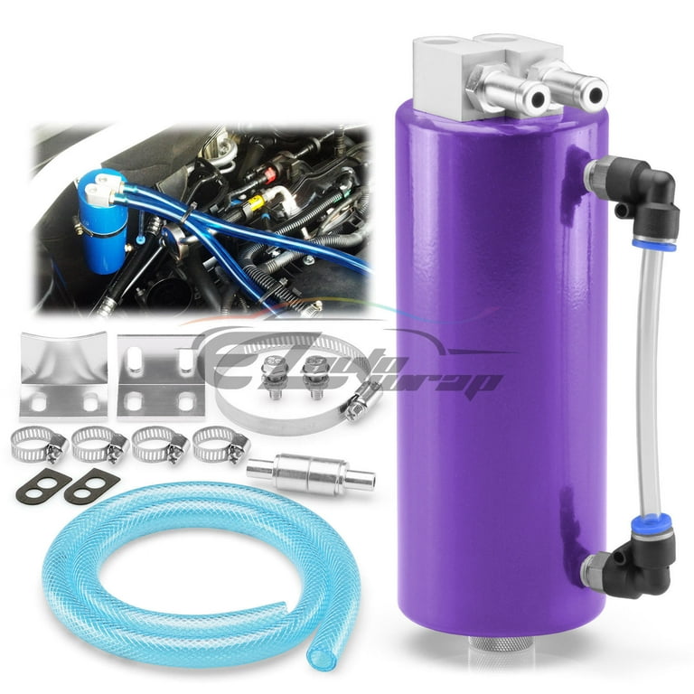 Purple High Capacity Aluminum Engine Oil Catch Tank Reservoir Breather Can  #1 