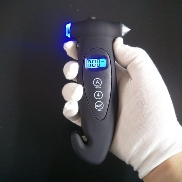 Medidor de de neumáticos Digital 5 en un 0 PSI-medición de , liberación de aire, martillo de ventana , hoja de material acero inoxidable, Negro shamjiam Medidor de presión de neumáticos