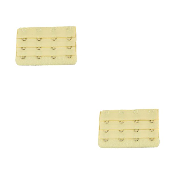 Sonducket Correa de extensión Extensores de sujetador Hebilla 4 Gancho Sujetador Transpirable Práctico Puntada apretada 3 Filas Ropa interior amarillo claro 2piezas