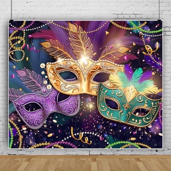 Mask Carnival Backdrop Colorful Masquerade Dance Background Magic Show Magical School Prom Gender Reveal Birthday Baby Shower Party Decorations Banner Photo Booth Props
