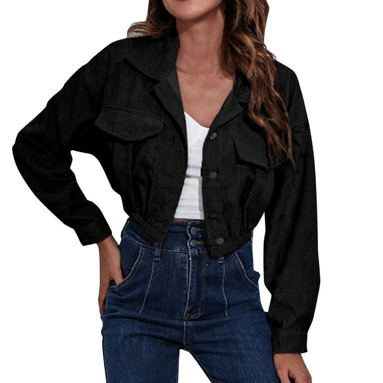Western Jacket Women Womens Fashion Corduroy Casual Jacket Drop Shoulder Long Sleeve Short Jacket Woman Jackets Womens Western Womens Jackets Womens