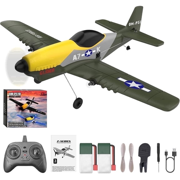 Bruce&Shark RC Plane, 3 Channel RC Jet Plane with 2.4GHz Remote Control 6-Axis Gyro Drone for Kids 8-12 & Adults, Beginner-Friendly Outdoor Remote Control Airplane, Rechargeable Battery, Easy to Fly