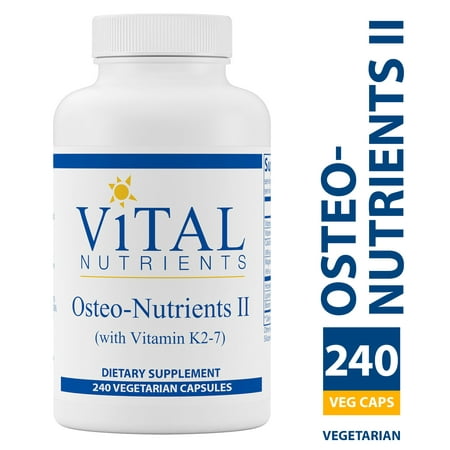 Vital Nutrients - Osteo-Nutrients II (with Vitamin K2-7) - Bone Support Formula With Boron - Gluten Free - 240 Vegetarian Capsules per