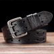 thumbnail image 1 of Men's Leather Double Prong Belt Classic Double Row Hole Belt Universal Hollowed Out Belt Jeans Men Waistband New Belts For Men, 1 of 5