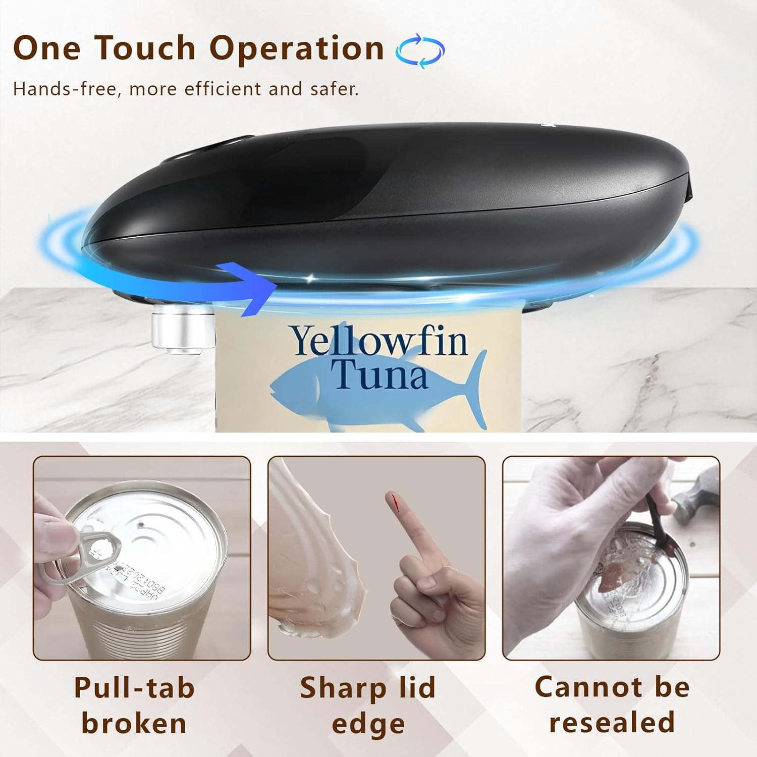 Electric Can Opener Smooth Edge, Battery Operated Kitchen Can Opener for Seniors with Arthritis, One Touch Side Cut Fits Most Can Sizes, Left-handed Friendly, Ideal Holiday Gift