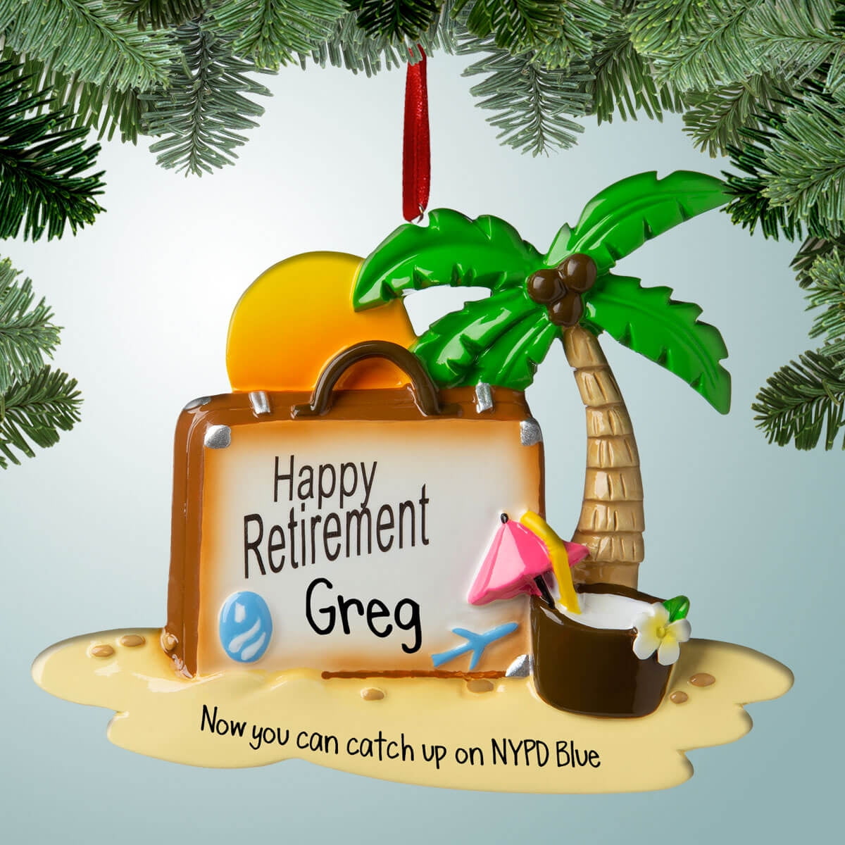 Personalized Happy Retirement Beach Christmas Ornament Vacation