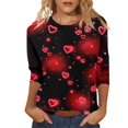 thumbnail image 1 of Hot Sale!! Hauts de la Saint-Valentin à Manches 3/4 pour Femmes Grande Taille Tunique à Col Rond Tenues Douces pour la Saint-Valentin Rouge + L, 1 of 4
