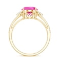 thumbnail image 2 of Rosec Jewels Lab Grown Pink Sapphire Oval Engagement Ring - 4 Carat - AAAA Grade - Sapphire Diamond Ring with Split Shank, 18K Yellow Gold, US 3.00, 2 of 8