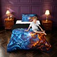 thumbnail image 4 of Manfei Fantasy Dragon Animals Twin Comforter Sets,Gothic Aurora Bedding Set,Blue Orange,Black Reversible,2 Pieces,1 Comforter and 1 Pillowcase, 4 of 7