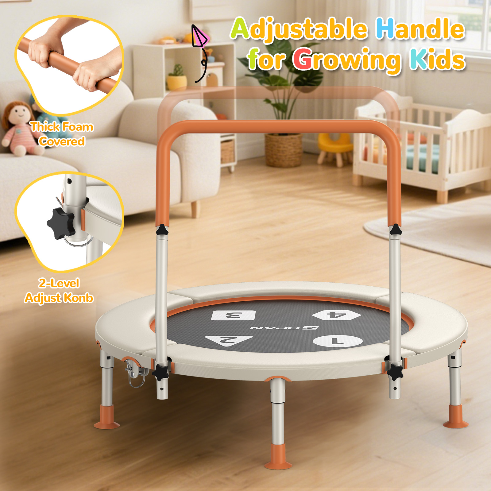 BCAN 36-Inch Mini Toddler Trampoline with Foam Handle photo 7