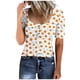 thumbnail image 1 of Tops de Cuello Redondo para las Mujeres Botón Hasta Manga Corta Suelta Camiseta de Imitación Algodón Estante, Top Casual para el Hogar Diario Y el Trabajo, 1 of 5