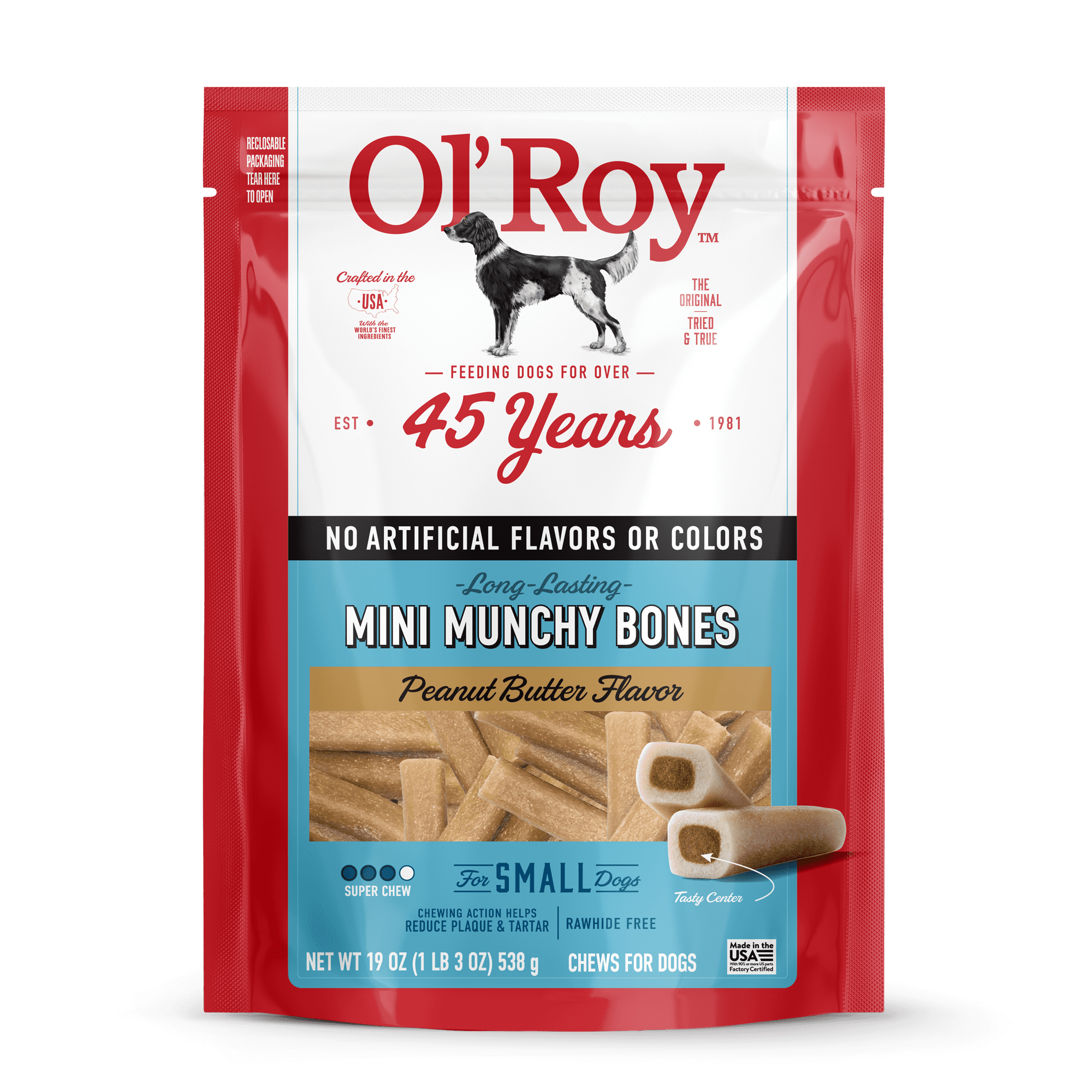 Ol' Roy Peanut Mini Munchy Bones Dog Treats, Peanut Butter, 19 oz