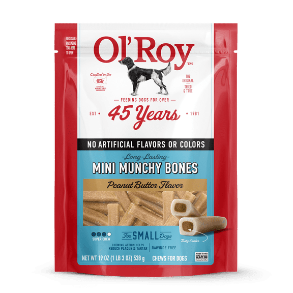 Ol' Roy Peanut Mini Munchy Bones Dog Treats, Peanut Butter, 19 oz