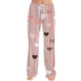 thumbnail image 6 of Women's Casual Fashion Comfort Pajama Pants, Print Drawstring Pants Full Length Long, Love Valentine's Day Pattern Lounge Pants,Pink,2XL, 6 of 6