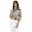 Brown, variant on Women Casual Roll Up Sleeves Shirt Button Down Crop Top Tie Knot Front Top