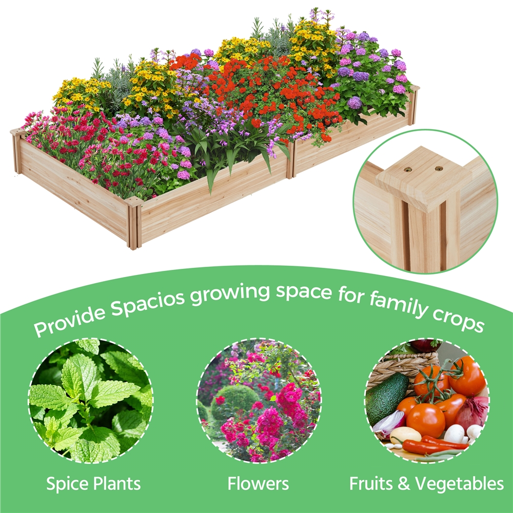 Renwick Stackable Wooden Garden Bed for Vegetable Flower Planting, Wood