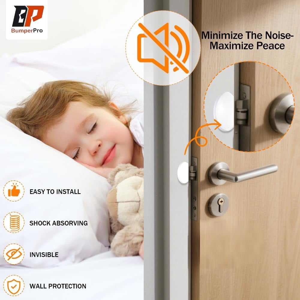 6-Pack Door Stoppers Wall Protector, 2" Self Adhesive Door Bumpers for Wall, Clear Rubber Door Knob Wall Protector, Door Stop Wall, Silicone Door Handle Stoppers for Home & Office