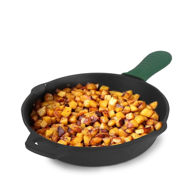 Pre-seasoned Black Cast Iron Fry Pan Or Skillet With Silicone Grip | Medium 25cm, 10 Inch, 1.6 Ltr, 2.4 Kg | Induction Friendly | Nonstick Fry Pan, 100% Pure & Toxin Free, No Chemical Coating