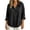 Black-02, variant on Women's Hooded Half-Button-Down Top with 3/4 Sleeves Casual Drawstring Hood Blouse and Rounded Hem Shirts