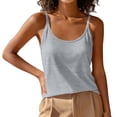 thumbnail image 2 of Homenesgenics Fitted Camisole Vest Sleeveless Shirts Round Neck Solid Color Spaghetti Strap Tank Top Gray XL, 2 of 6