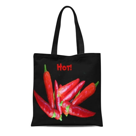 KDAGR Canvas Tote Bag Vegetables Red Chili Pepper Vegetable Food Vegan Cooking Condiments Reusable Handbag Shoulder Grocery Shopping