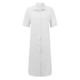 thumbnail image 6 of Hwmodou Long Sleeved Spring Autumn/winter Women Dresses Long Dress Large Sized Loose Fitting Short Sleeve Simple Vacation Summer Linen Body Cover Slim And Fashionable Seaside Ladies Sundress, 6 of 6