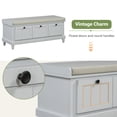 thumbnail image 7 of Classic Shoe Storage Bench with 3 Drawers & Cushioned Seat - MDF & Rubber Wood Entryway Storage Bench, Light Gray Fluted Design for Hallway & Living Room, 7 of 7