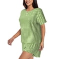 thumbnail image 2 of Bixox Women's Green Gingham Printed Pajama Set 2 Piece Lounge Set Top and Shorts Soft Pajamas, Shorts with Pockets, 2 of 7