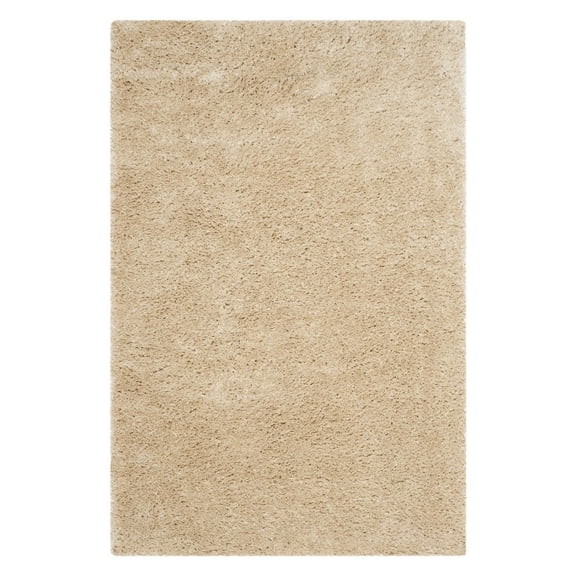 SAFAVIEH Indie Balfour Solid Polyester Shag Area Rug, Light Beige, 3' x 5'
