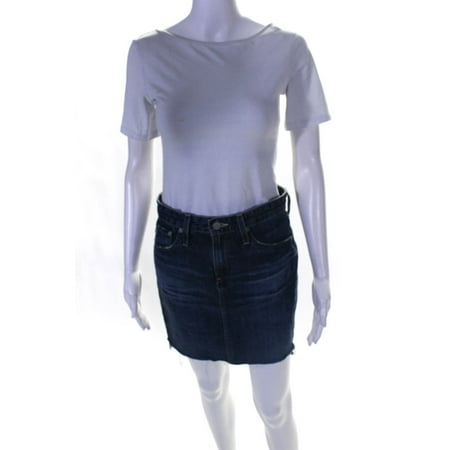 

Pre-owned|AG Adriano Goldschmied The Erin Cutoff Denim Mini Pencil Skirt Blue Size 27