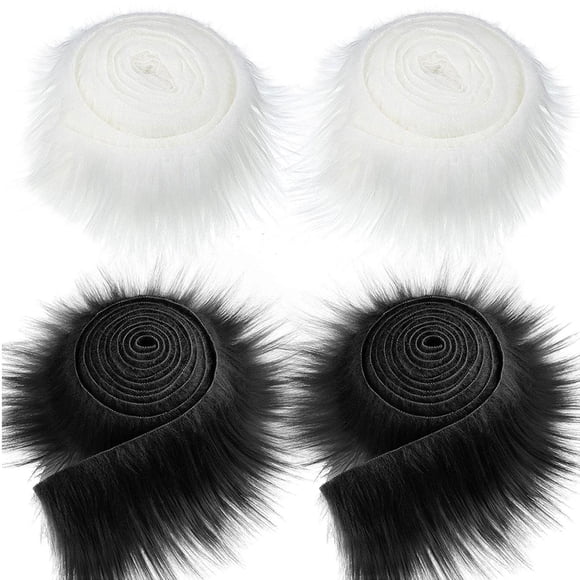 4x tela de piel sintética parches de tela Artificial disfraz piel peluda tela de piel peluda para árbol de Navidad sombrero zapatos vacaciones Blanco negro Sunnimix Tela de piel sintética