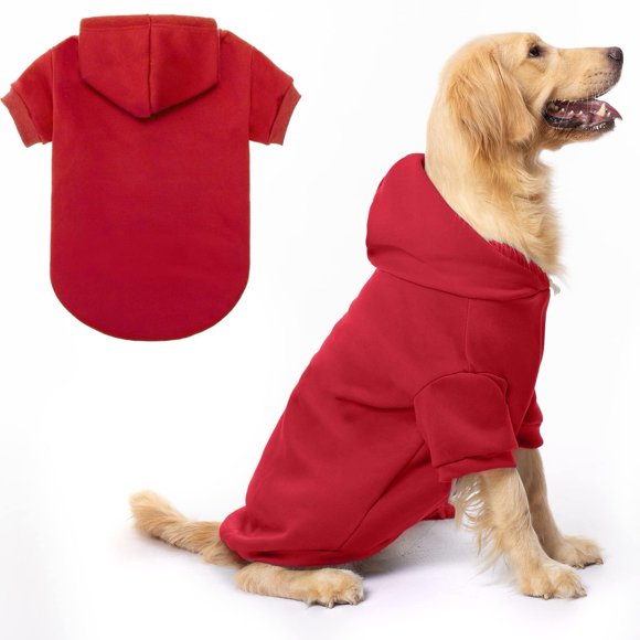 BINGPET Chandail à Capuchon pour Chien, Chandail à Capuche Doublé en Polaire Automne Hiver Doux et Chaud avec Trou pour Laisse, Chandail pour Chiens et Chats