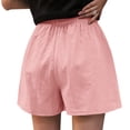 thumbnail image 4 of Linen Shorts for Women, Audhol Women's Summer Linen High Waisted Casual Thin Wide Leg Shorts Shorts for Women Pink 2XL, 4 of 5