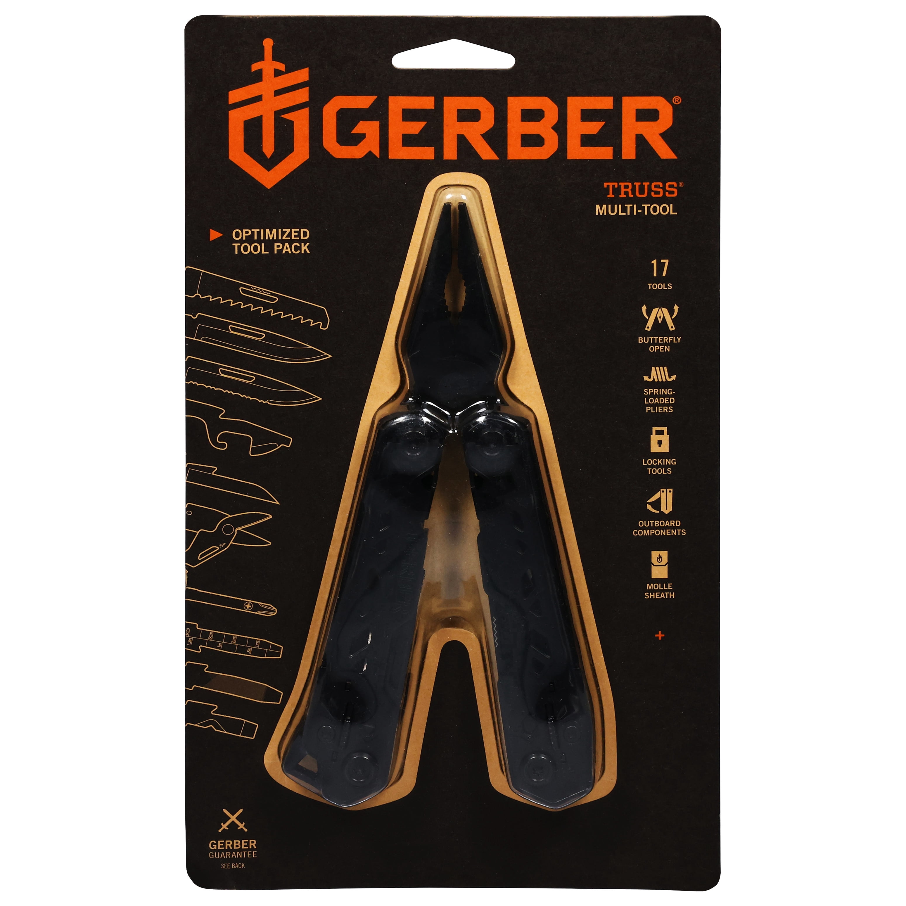 Gerber Gear 31-003884 Truss Needle Nose Pliers Multitool with MOLLE Sheath, Black