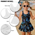 thumbnail image 6 of Xixirimido Blue Butterflies Stars Print Girls One-piece Swimsuits Sleeveless Swimwear with Skirt & Built-in Shorts Hawaiian Beach Vacation Modest Bathing Suit, 8-9 Years, 6 of 7