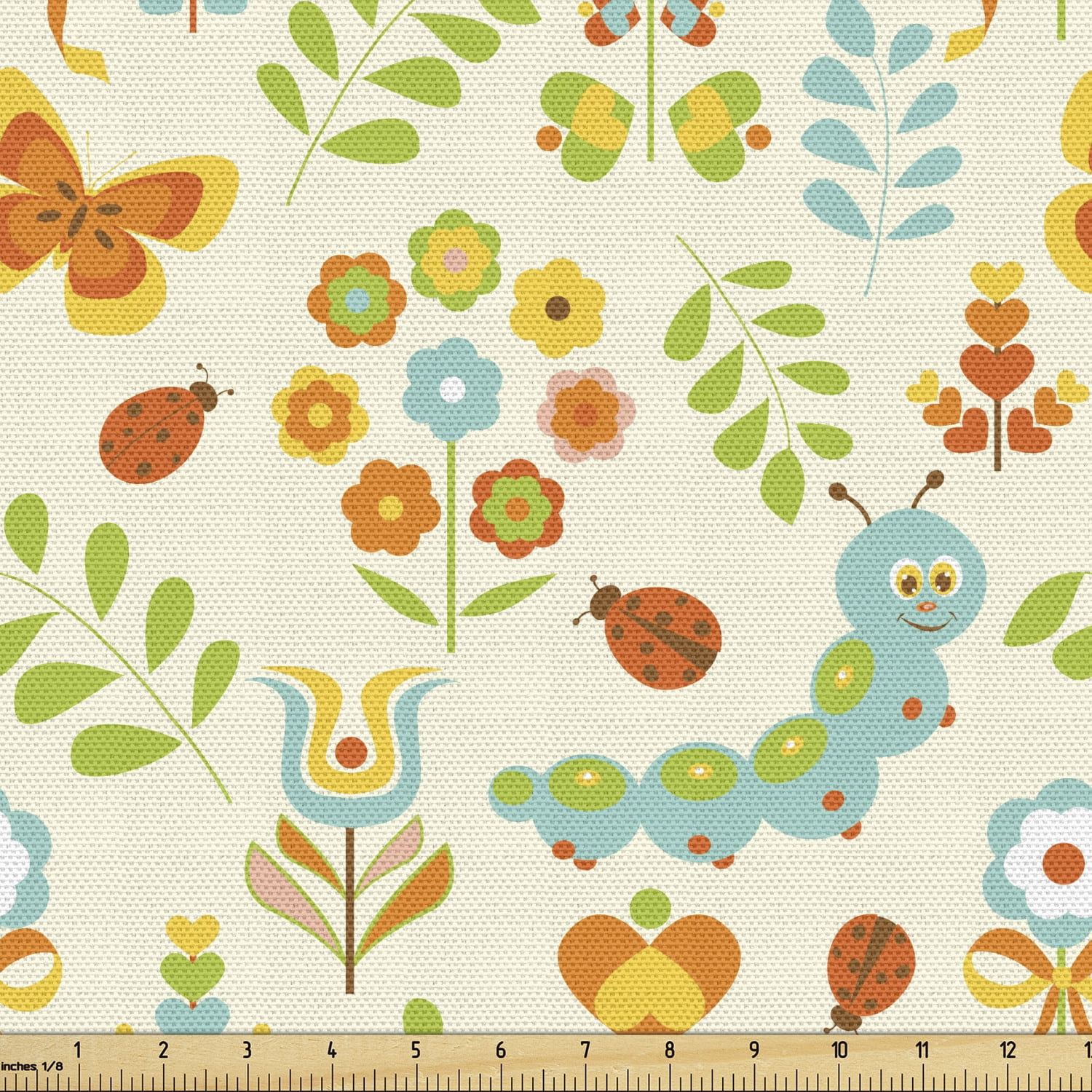 Caterpillar Sofa Upholstery Fabric by the Yard, Colorful Design Spring