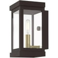 thumbnail image 4 of 5 inch 1 Light Bronze Outdoor Wall Lantern with Clear Glass Shade backed with Solid Brass material for patio, front porch, entryway and more, 4 of 5