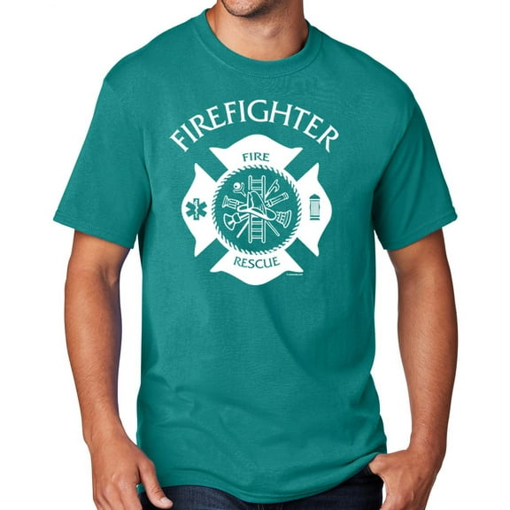 Men's Firefighter T-shirt, XL Bright Aqua Blue