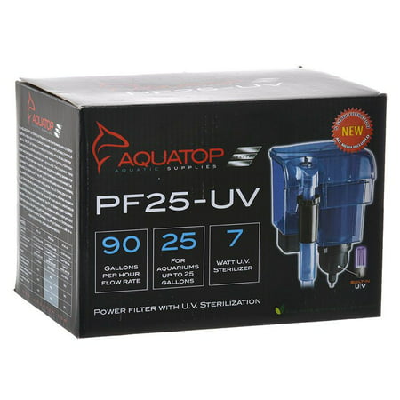 Aquatop Power Filter With Uv Sterilizer - 90 GPH - 7 Watt - Tanks up to 25 Gallons - (6.5