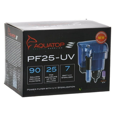 - Aquatop Power Filter With Uv Sterilizer - 90 GPH - 7 Watt - Tanks up to 25 Gallons - (6.5