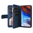 thumbnail image 3 of Multifunctional Case for Motorola Moto E7 Power/ E7i Power,[RFID Blocking] 9 Credit Cards Holder with Wrist Strap, Premium PU Leather Zipper Wallet Purse Magnetic Flip Phone Cover, Blue, 3 of 12
