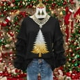 thumbnail image 2 of Wensltd Sweatshirt for Women Loose Fit Crew Neck Christmas Tree Print Black Long Sleeve Hoodless Blouse Holiday Red, 2 of 5