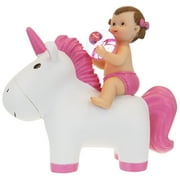 Mega Favors Keepsake Figurine 8" Baby Girl Holding Pacifier And Pink Unicorn | Awesome Decorations or Party Favors | for Pregnancy Announcements, Gender Reveals, Birthday and Special Celebrations