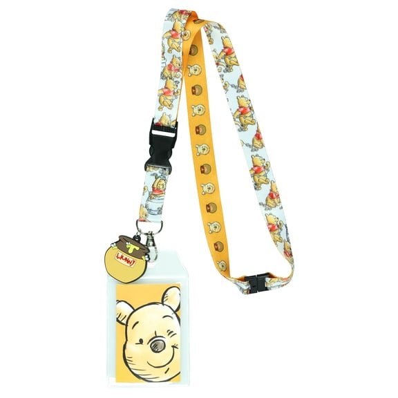 Disney Winnie the Pooh Hunny Pot Breakaway Lanyard ID Badge Holder with 2" Rubber Charm