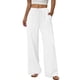 thumbnail image 3 of Pantalones de Lino Mujeres de Verano de Color Sólido Estirado-Cintura Casual Pantalones Rectos con Mezcla de Lino de Algodón Suave, Pantalones Transpirables de Longitud de Tobillo para Diario, 3 of 8