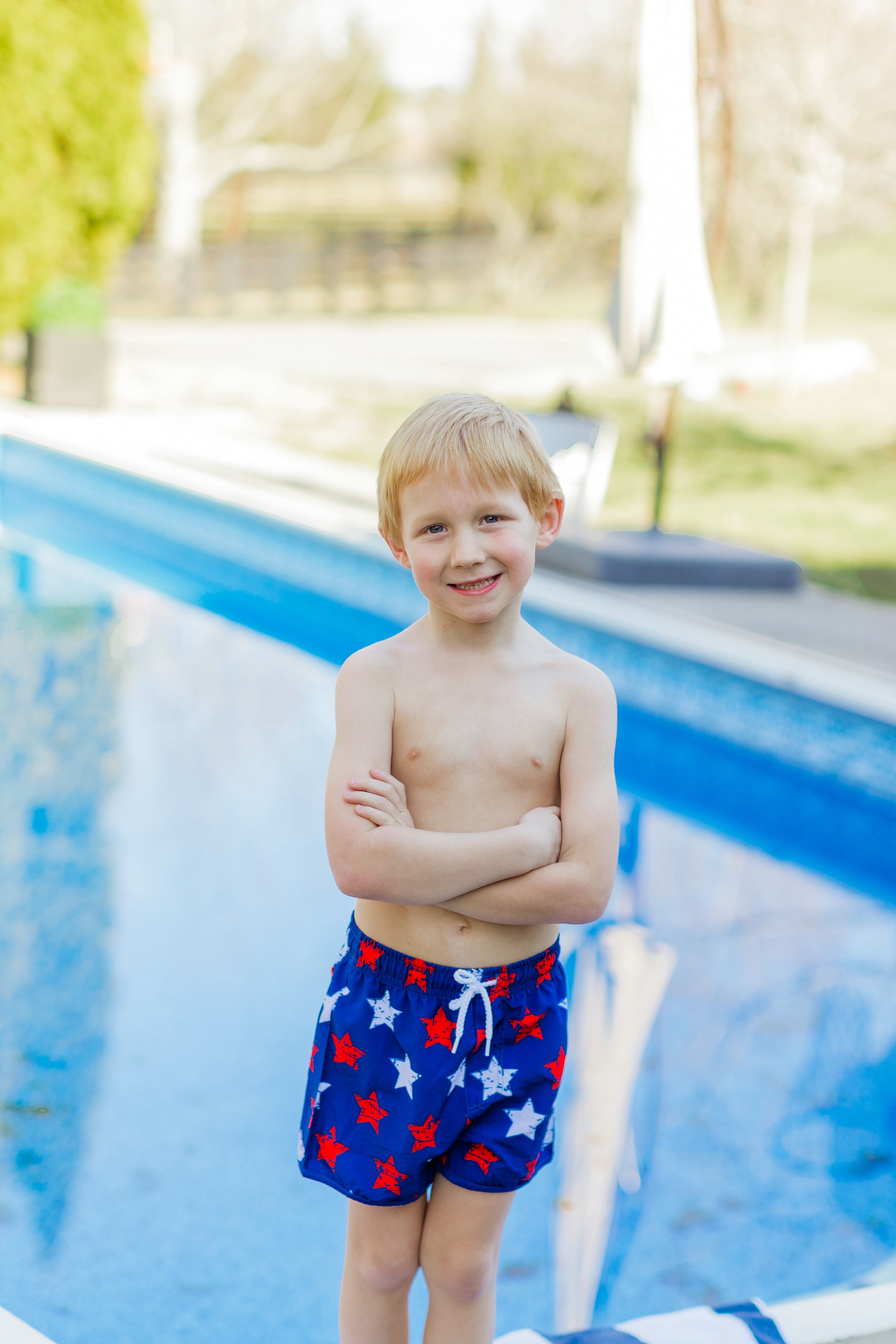 Millie Loves Lily Boys Red, Wht, & Blue Popsicles & Stripe Swim Shorts, Toddler Boys, Size 4T, 2-pcs UPF 50+