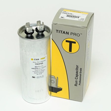 

TitanPro TRCF55 HVAC Round Motor Run Capacitor. 55 MFD/UF 440/370 Volts