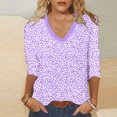 thumbnail image 2 of 3/4 Manga Superior, Moda Casual Impresión V-Cuello Blusa Hecha de Cómodo Estante de Imitación para Toda la Temporada de Uso Diario, Tops de Moda de Mujer, 2 of 6