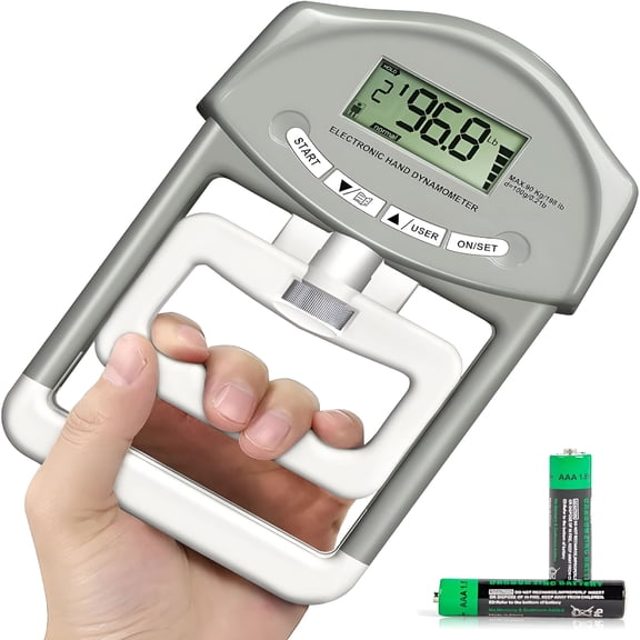 BESTSKY Grip Strength Tester, Digital Dynamometer Hand Grip Measurement Meter, Forearm Trainer Power 198 Lbs/90 Kgs, Grip Strengthener Meter for Home School to Testing and Training (Grey)