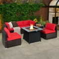 thumbnail image 3 of Costway 7 PCS Patio Furniture Set with 35" Propane Gas Fire Pit Table & Waterproof Cover Red, 3 of 10